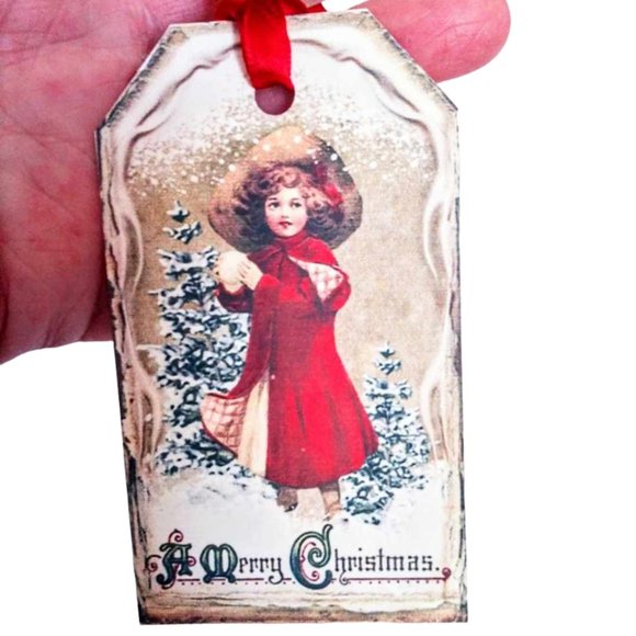 12 Pc Set! Large Victorian Christmas Gift Tags - Picture 2 of 6